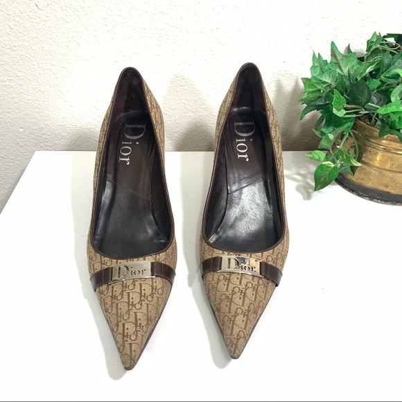 Dior Diorissimo Logo Canvas Pumps Heel Shoe - Picture 4 of 13